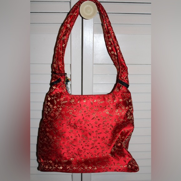 90s Red Japanese Style Embroidered Shoulder Bag - Picture 4 of 4